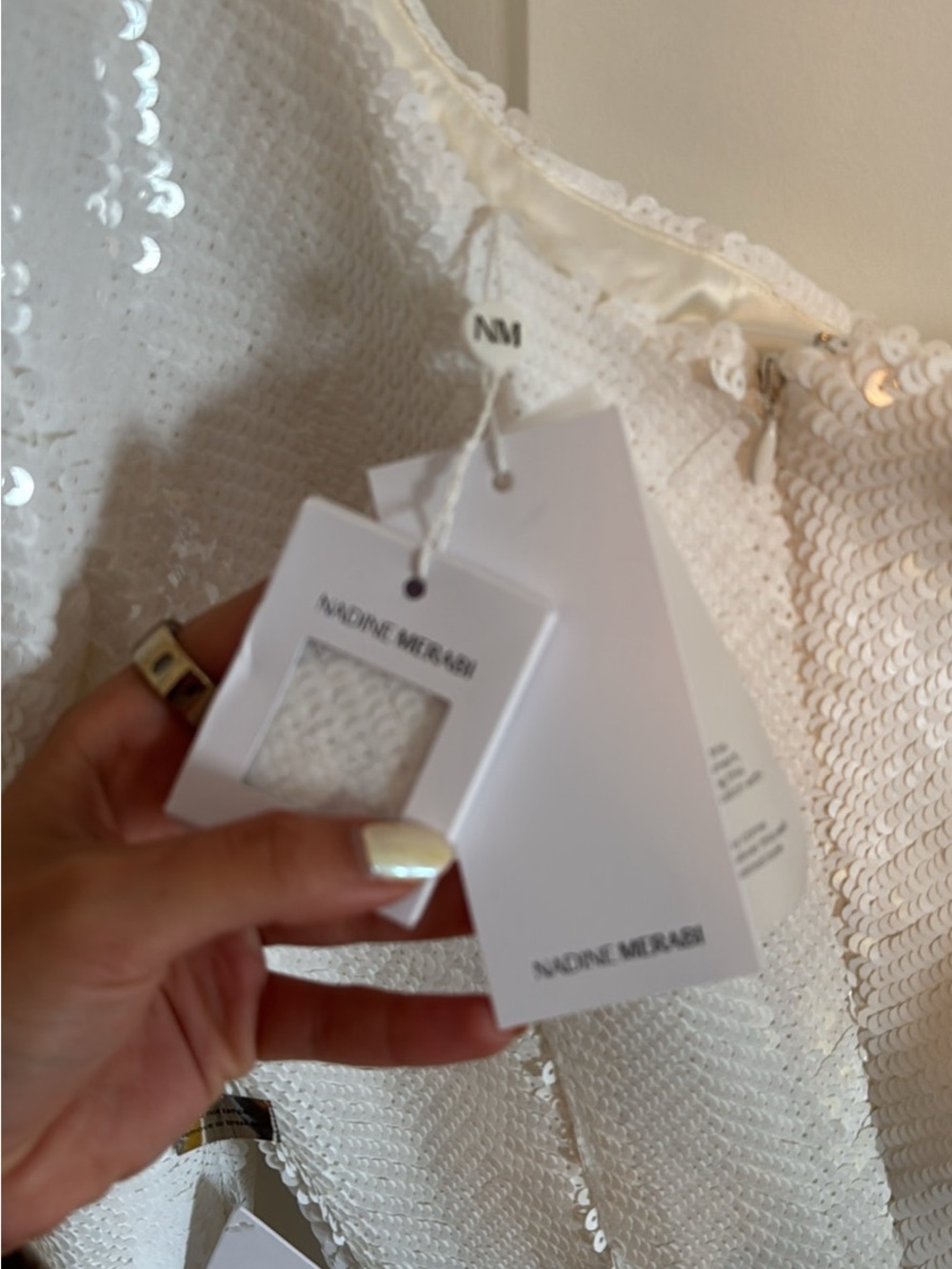 NADINE MERABI White Sequin Shell Dress - Picture 4 of 5